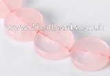 CRQ10 16mm coin A grade natural rose quartz beads Wholesale