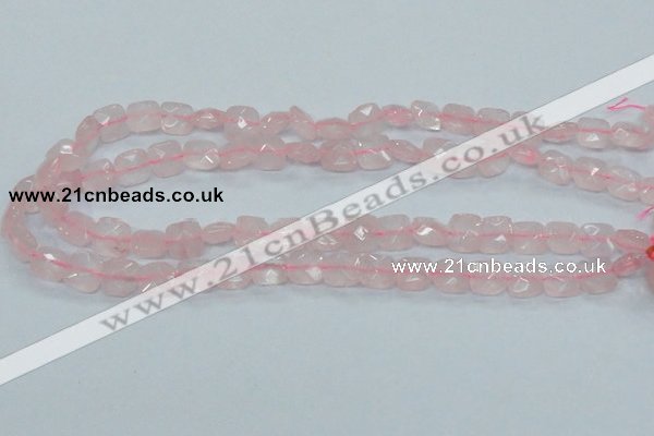 CRQ100 15.5 inches 10*10mm faceted square natural rose quartz beads