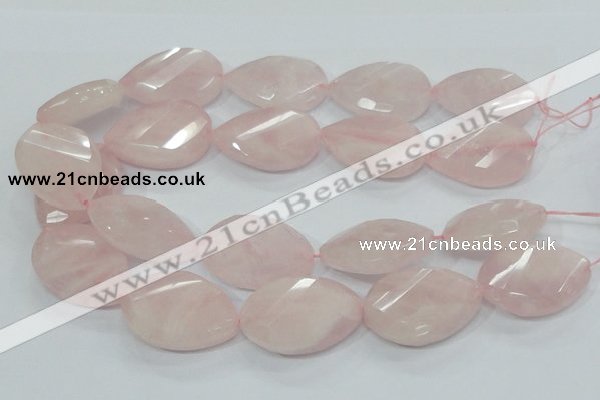 CRQ103 15.5 inches 30*40mm twisted teardrop natural rose quartz beads