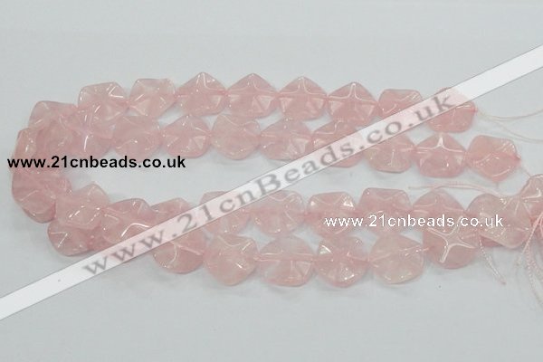 CRQ104 15.5 inches 20*20mm lotus shaped natural rose quartz beads