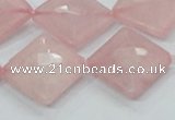 CRQ107 15.5 inches 20*20mm faceted diamond natural rose quartz beads