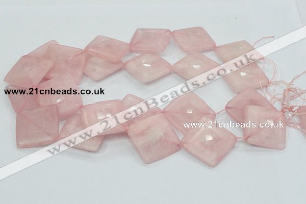 CRQ108 15.5 inches 30*30mm faceted diamond natural rose quartz beads