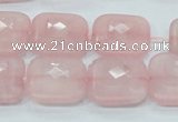 CRQ109 15.5 inches 20*20mm faceted square natural rose quartz beads