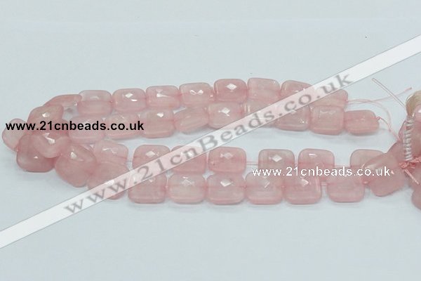 CRQ109 15.5 inches 20*20mm faceted square natural rose quartz beads