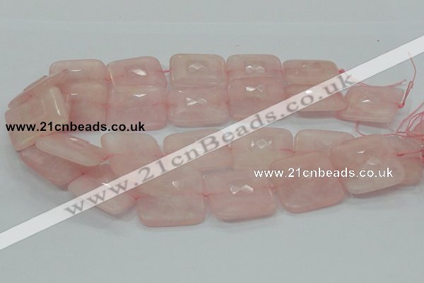 CRQ110 15.5 inches 30*30mm faceted square natural rose quartz beads