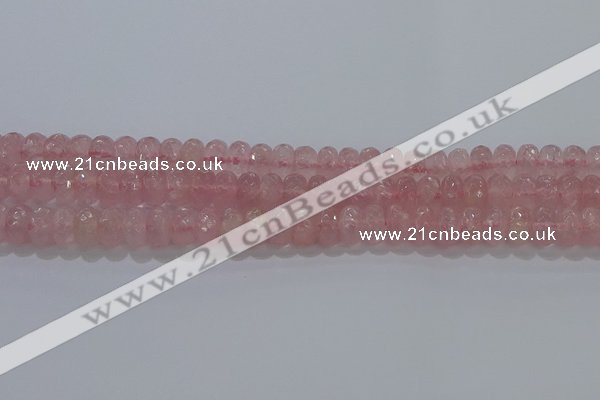 CRQ117 15.5 inches 6*10mm faceted rondelle rose quartz beads