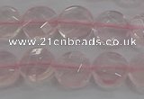 CRQ137 15.5 inches 10mm faceted coin natural rose quartz beads