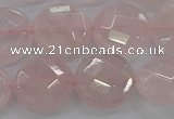 CRQ139 15.5 inches 15mm faceted coin natural rose quartz beads