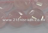 CRQ140 15.5 inches 18mm faceted coin natural rose quartz beads