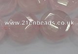 CRQ141 15.5 inches 20mm faceted coin natural rose quartz beads