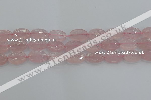 CRQ149 15.5 inches 15*20mm faceted oval natural rose quartz beads