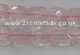 CRQ154 15.5 inches 10mm faceted square natural rose quartz beads