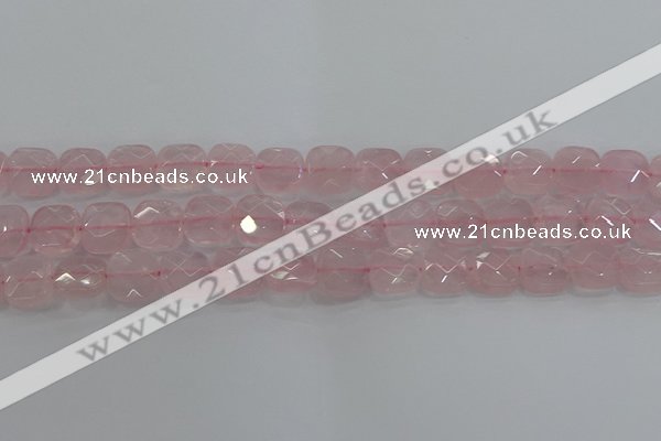 CRQ155 15.5 inches 12mm faceted square natural rose quartz beads