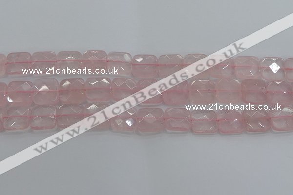 CRQ156 15.5 inches 15mm faceted square natural rose quartz beads