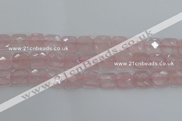 CRQ157 15.5 inches 18mm faceted square natural rose quartz beads