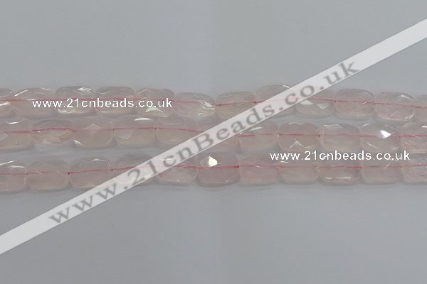 CRQ165 15.5 inches 12*16mm faceted rectangle natural rose quartz beads