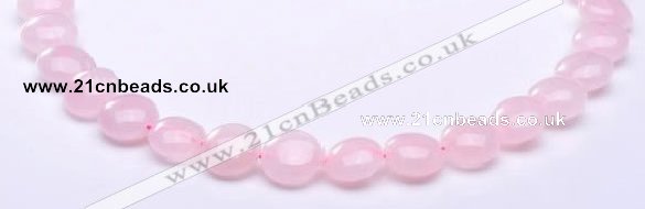 CRQ18 8*14mm flat round natural rose quartz beads wholesale