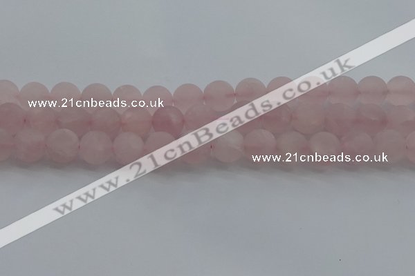 CRQ184 15.5 inches 12mm round matte rose quartz beads wholesale