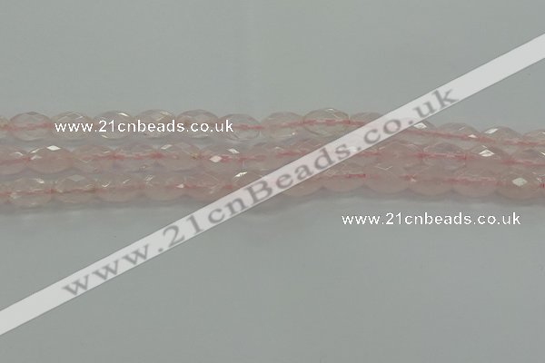 CRQ192 15.5 inches 8*12mm faceted rice natural rose quartz beads