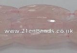 CRQ195 15.5 inches 10*30mm faceted rice natural rose quartz beads