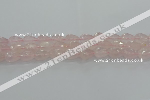 CRQ197 15.5 inches 12*16mm faceted teardrop natural rose quartz beads