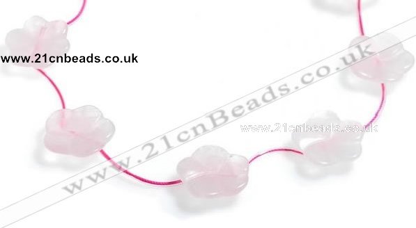 CRQ21 17 inches 24mm carved flower rose quartz beads Wholesale