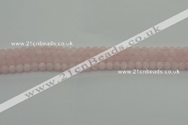 CRQ220 15.5 inches 4mm round matte rose quartz gemstone beads