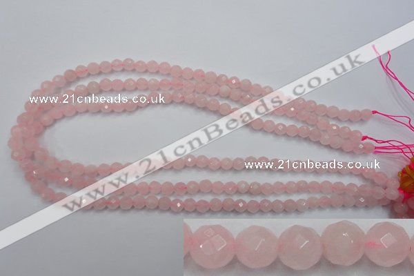 CRQ261 15.5 inches 6mm faceted round rose quartz beads