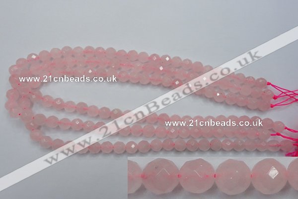 CRQ263 15.5 inches 8mm faceted round rose quartz beads