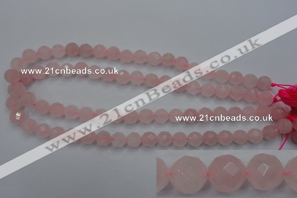 CRQ265 15.5 inches 10mm faceted round rose quartz beads