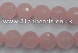 CRQ266 15.5 inches 12mm faceted round rose quartz beads