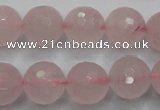 CRQ268 15.5 inches 14mm faceted round rose quartz beads