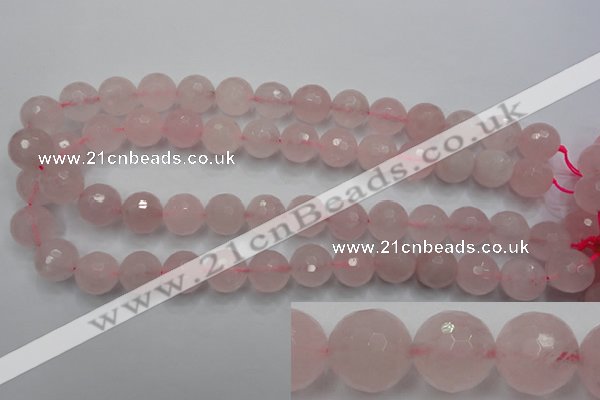 CRQ268 15.5 inches 14mm faceted round rose quartz beads