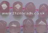 CRQ274 10*13mm – 15*17mm faceted nuggets rose quartz beads