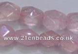 CRQ275 12*15mm – 15*19mm faceted nuggets rose quartz beads