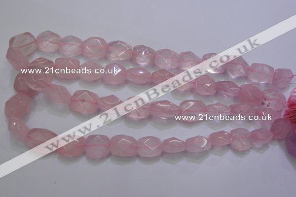 CRQ275 12*15mm – 15*19mm faceted nuggets rose quartz beads