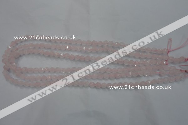 CRQ300 15 inches 6mm faceted nuggets rose quartz beads