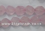 CRQ303 15 inches 12mm faceted nuggets rose quartz beads