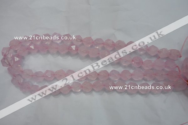 CRQ303 15 inches 12mm faceted nuggets rose quartz beads