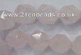 CRQ304 15 inches 14mm faceted nuggets rose quartz beads