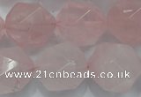 CRQ306 15 inches 18mm faceted nuggets rose quartz beads