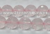 CRQ33 15.5 inches 14mm faceted round natural rose quartz beads