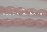 CRQ351 15.5 inches 8*12mm faceted rice rose quartz beads