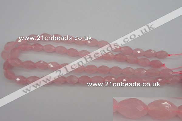 CRQ352 15.5 inches 10*14mm faceted rice rose quartz beads