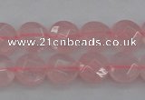 CRQ360 15.5 inches 8mm faceted coin rose quartz beads wholesale