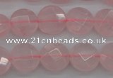 CRQ361 15.5 inches 10mm faceted coin rose quartz beads wholesale