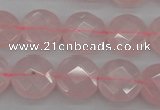 CRQ362 15.5 inches 15mm faceted coin rose quartz beads wholesale