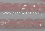 CRQ366 15.5 inches 10*10mm faceted square rose quartz beads