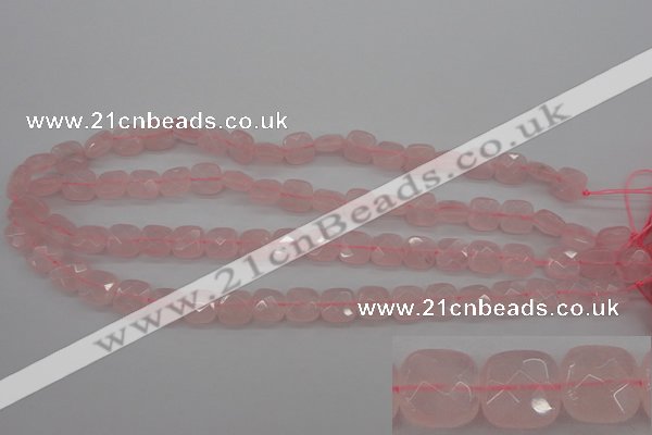 CRQ366 15.5 inches 10*10mm faceted square rose quartz beads