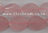 CRQ375 15.5 inches 15*20mm faceted & twisted oval rose quartz beads